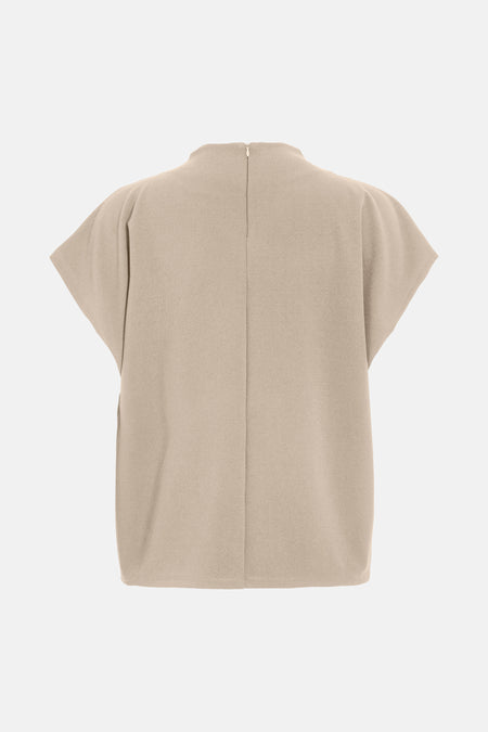 Blouse beige à manches courtes de VILA®, avec fermeture éclair discrète au dos.