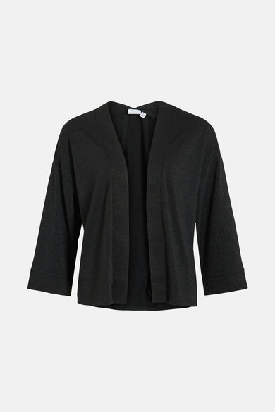 Zwart gilet van VILA met driekwartmouwen en licht glanzende stof.