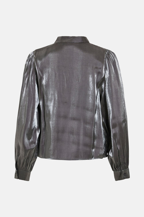 VIESSA V-NECK TIE L/S SHIMMER SHIRT/R