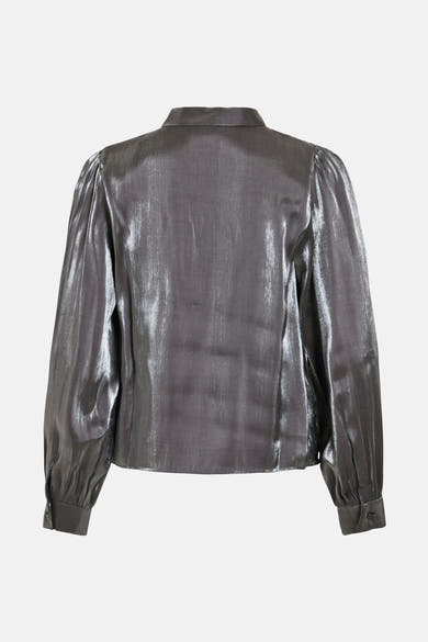 Zilveren blouse met lange mouwen van VILA®, achterzijde met kraag en manchetten met knopen.
