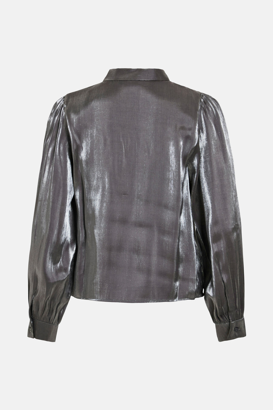 Zilveren blouse met lange mouwen van VILA®, achterzijde met kraag en manchetten met knopen.