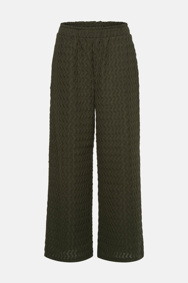 Pantalon vert de VILA®, à texture gaufrée et coupe ample.
