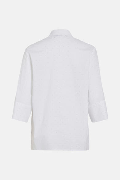 Chemise blanche à manches longues de VILA®, avec motif à pois métalliques, vue de dos.