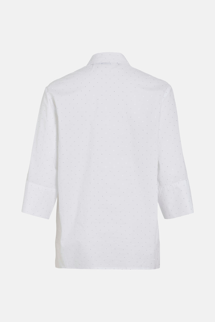 Chemise blanche à manches longues de VILA®, avec motif à pois métalliques, vue de dos.