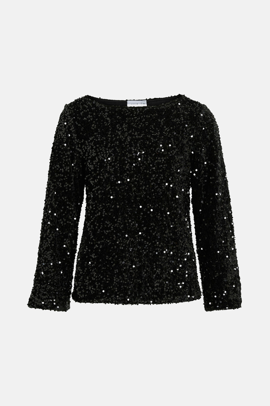 Zwarte blouse met lange mouwen van VILA®, versierd met glinsterende pailletten.