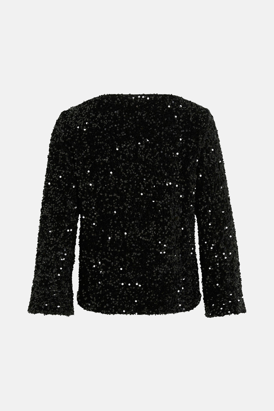 Zwarte blouse met lange mouwen van VILA®, volledig bedekt met glinsterende pailletten.