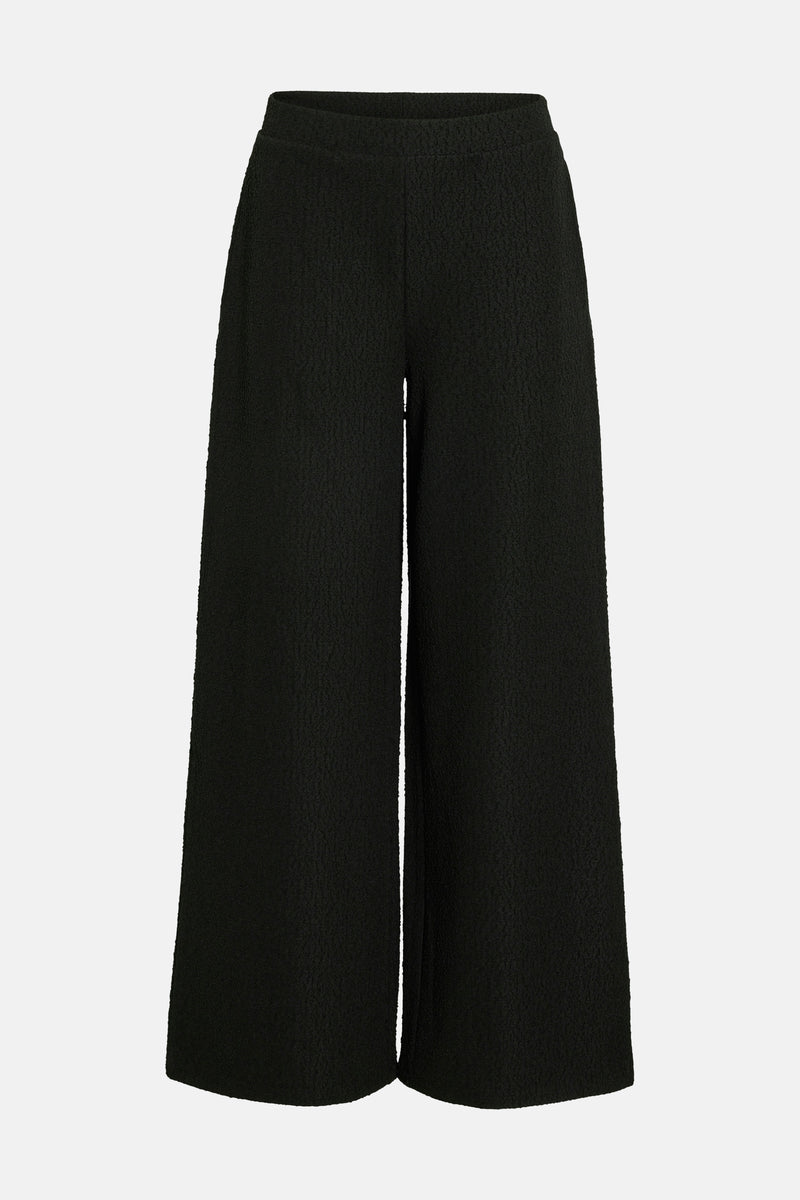 Zwarte broek van VILA®, wijdvallend en getextureerd, met een comfortabele palazzo-snit.