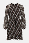 Robe à manches longues multicolore de VILA, à carreaux et ceinture assortie.