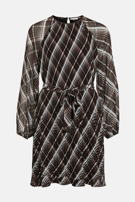 Robe à manches longues multicolore de VILA, à carreaux et ceinture assortie.