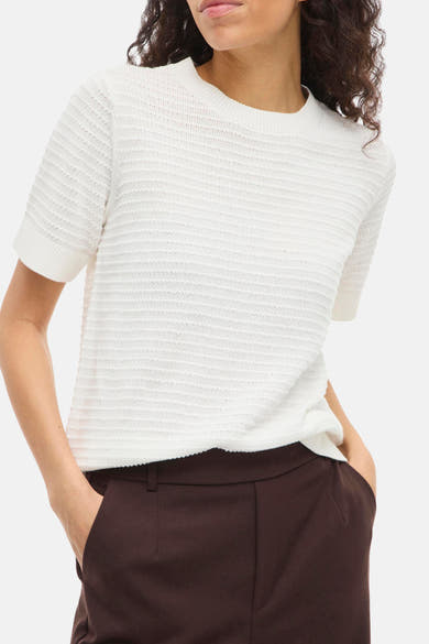 Pull à col rond - blanc