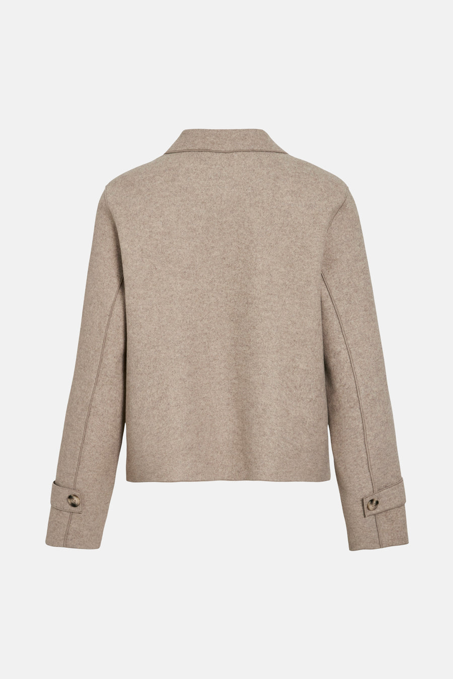 Veste courte beige de VILA®, avec col tailleur et boutons décoratifs aux manches.