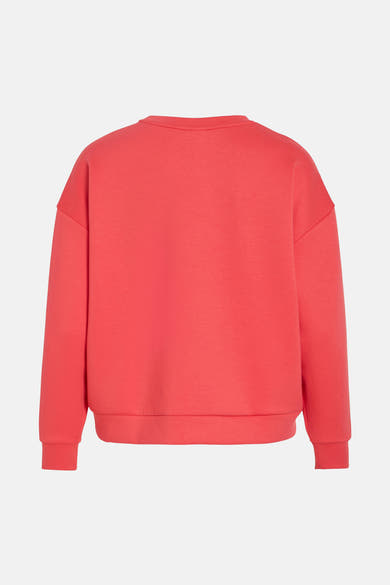 Oranje sweater van VILA®, van zachte joggingstof, losse pasvorm, lange mouwen en geribbelde boorden.