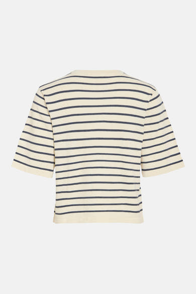 Beige gestreept T-shirt van VILA met korte mouwen.