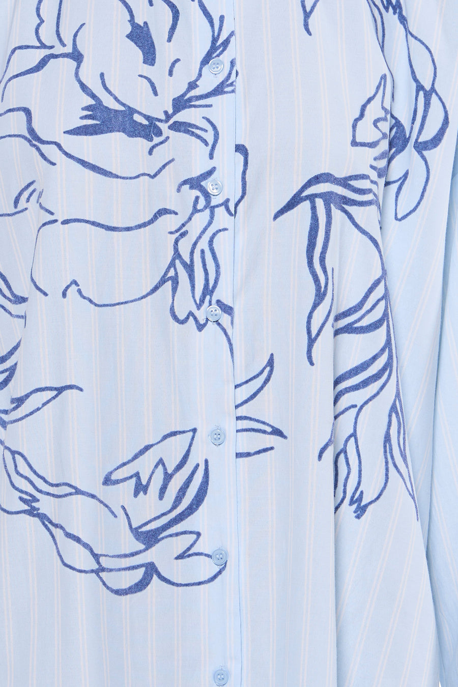 Chemisier bleu à manches longues de VILA®, à rayures et motifs floraux bleu marine.
