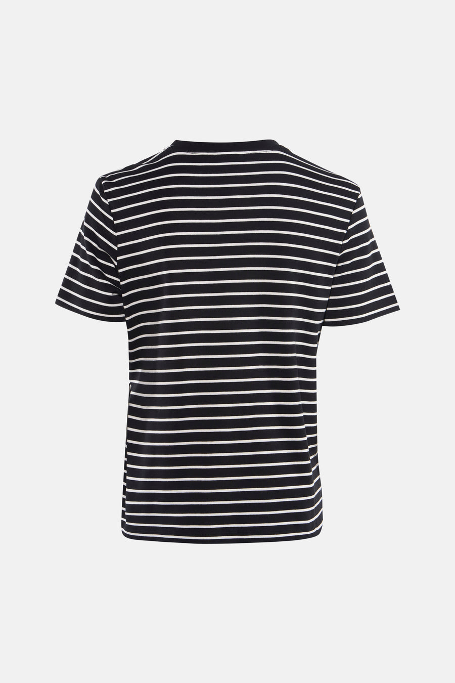 Zwart T-shirt met witte strepen van VILA, achterzijde.