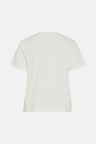 Wit T-shirt met korte mouwen van VILA, effen op lichte achtergrond.