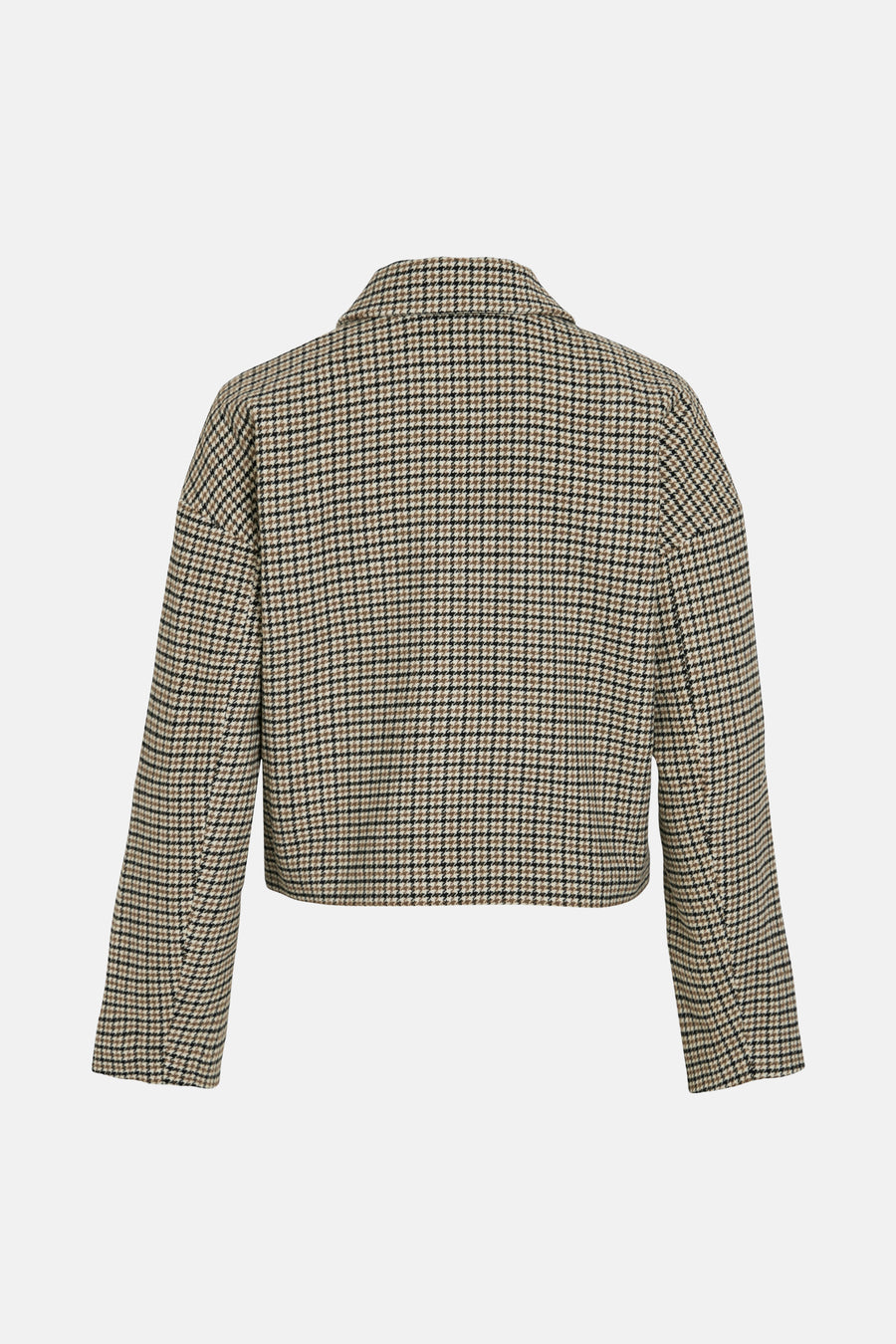 Veste courte multicolore de VILA, à motif pied-de-poule sur toute la surface, vue de dos.
