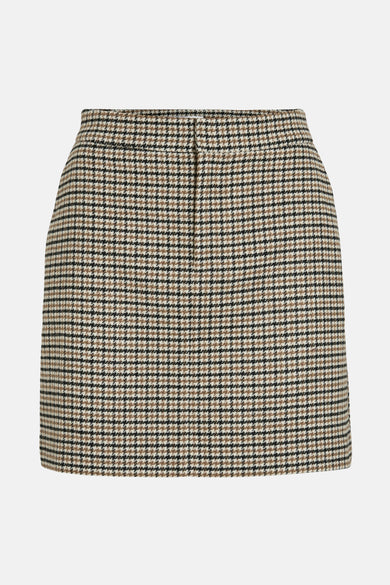 Korte geruite rok met meerdere kleuren van VILA, met klassiek pied-de-poule patroon.