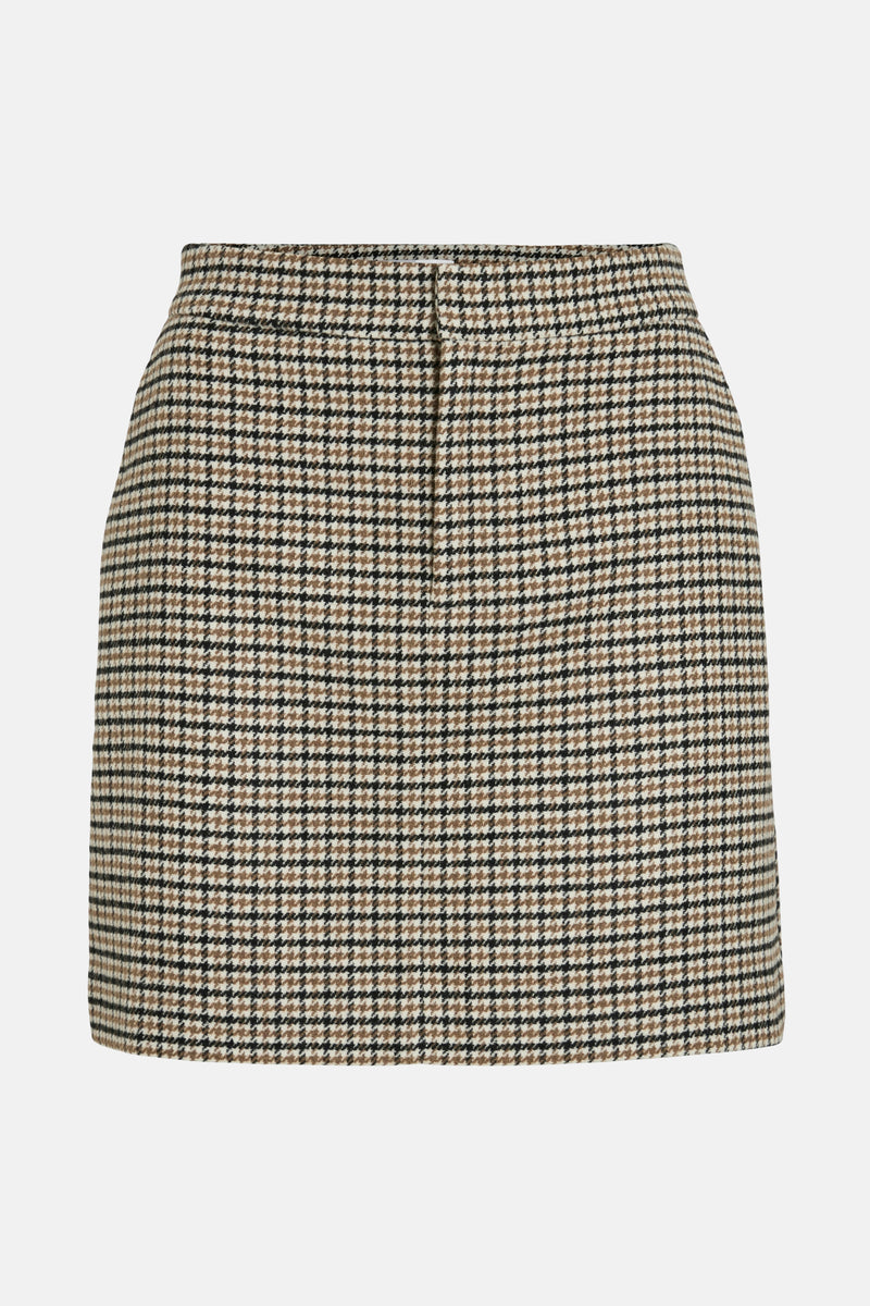 Korte geruite rok met meerdere kleuren van VILA, met klassiek pied-de-poule patroon.