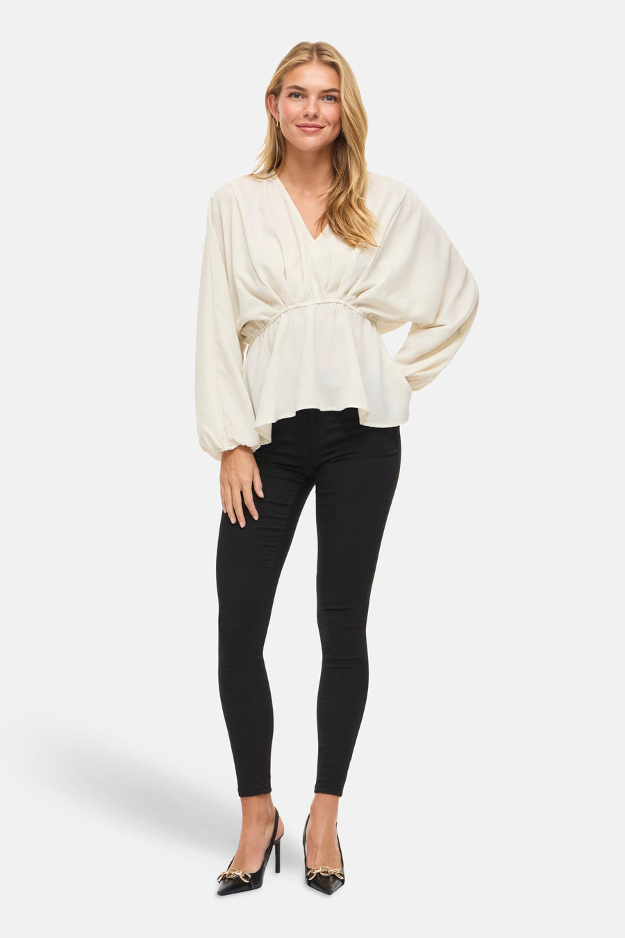 Blouse à manches longues - beige