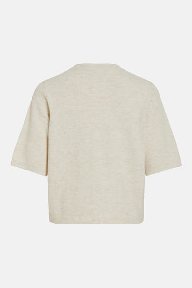 Beige gebreid vest van VILA met korte mouwen en een relaxte pasvorm.