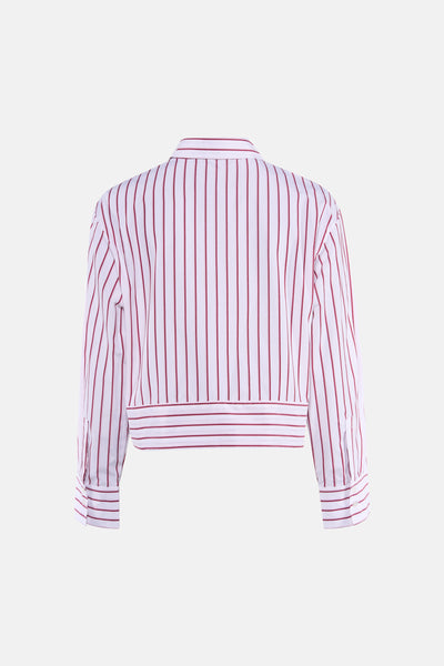 Chemise à manches longues rouge de VILA®, rayée, avec une coupe courte et des poignets boutonnés.
