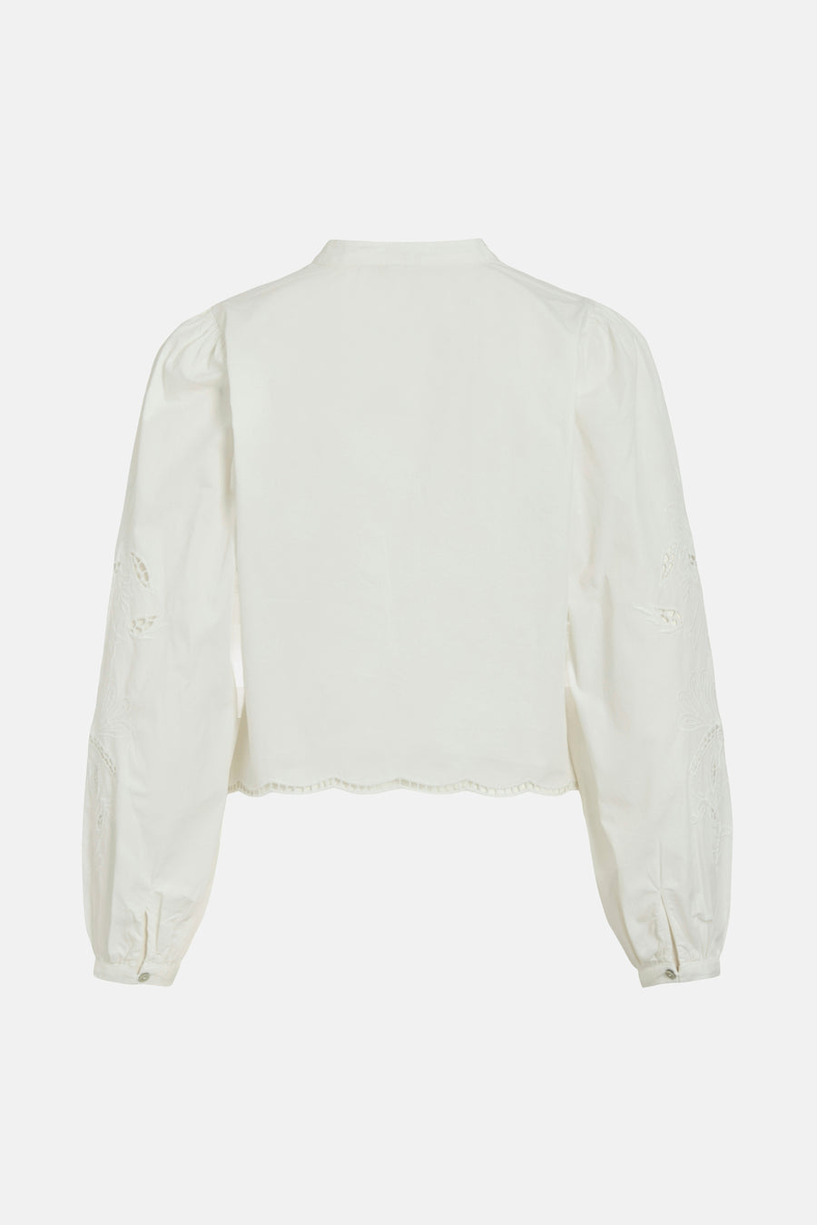 Wit overhemd met lange mouwen van ROUGE EDIT met geborduurde details en geschulpte zoom.