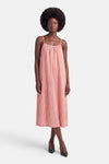 Robe nuisette multicolore de VILA® à rayures rouges et blanches, coupe fluide et longueur midi.