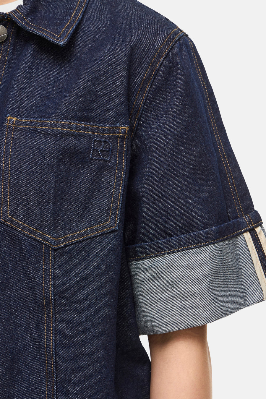 Chemisier (manches courtes) dark blue denim - ROUGE EDIT