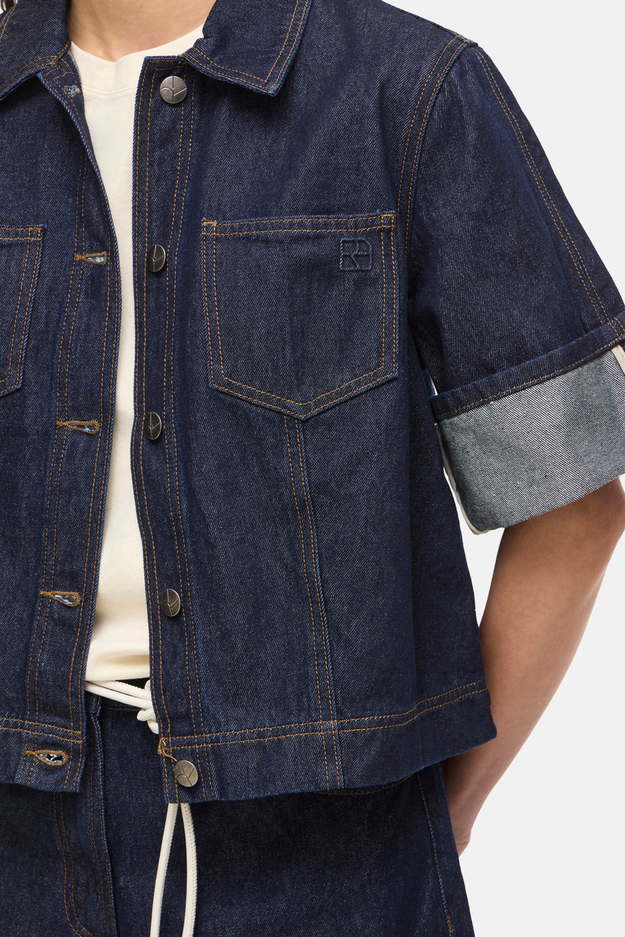 Chemisier (manches courtes) dark blue denim - ROUGE EDIT