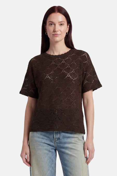 Blouse à manches courtes - brun