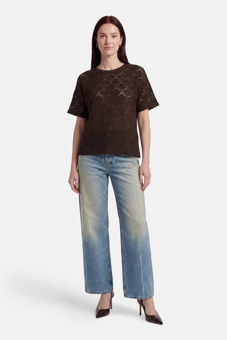 Blouse à manches courtes - brun