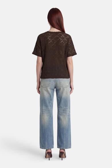 Blouse met korte mouwen - bruin