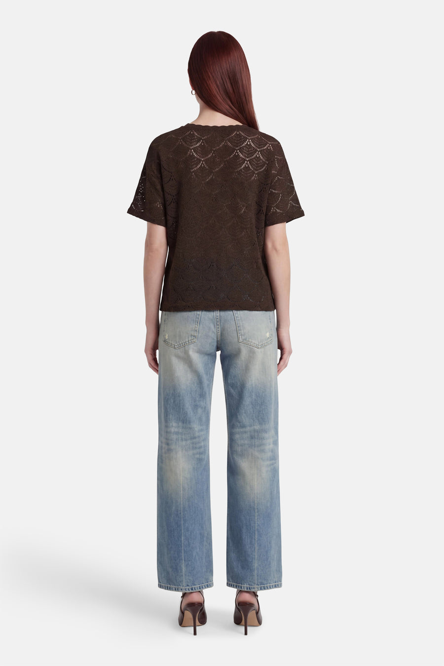 Blouse met korte mouwen - bruin