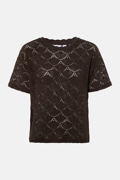 Blouse met korte mouwen - bruin