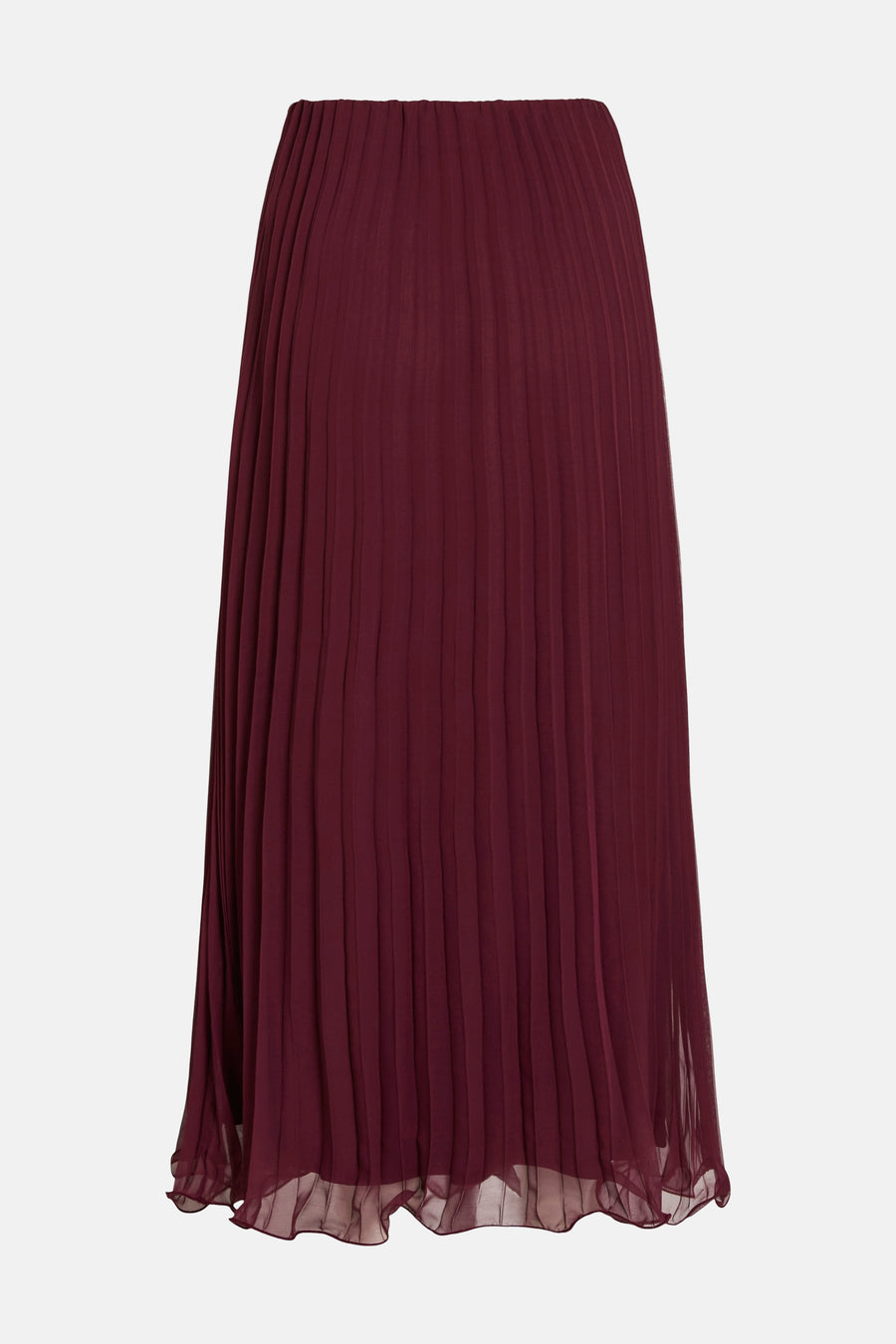 Jupe longue bordeaux plissée de VILA®, avec une ceinture élastique et un ourlet transparent.