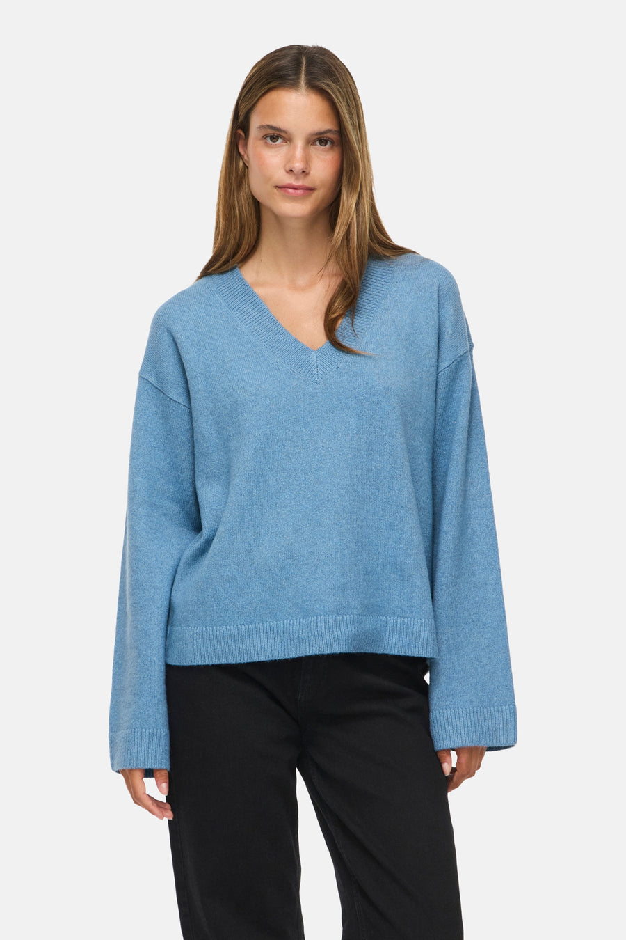 Pull col V bleu - VILA®