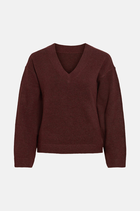 Pull V-hals - Bordeaux