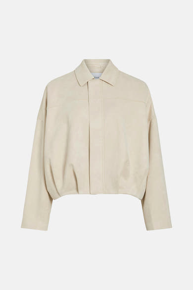 Veste courte beige de VILA, à manches longues et coupe décontractée.