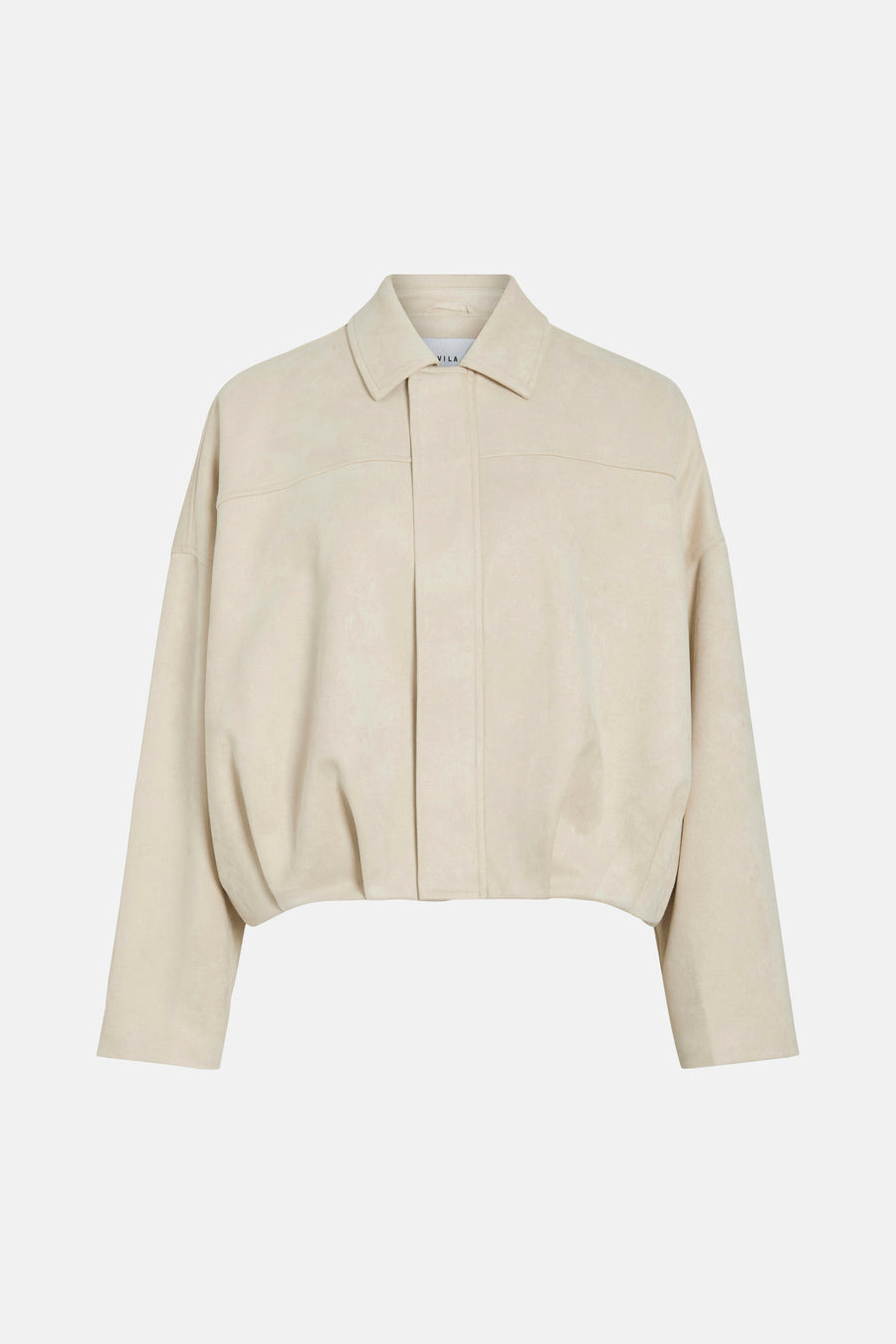 Veste courte beige de VILA, à manches longues et coupe décontractée.