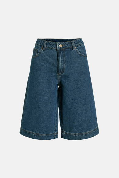Dames tops korte broek 5pocket mid blue denim - ROUGE EDIT