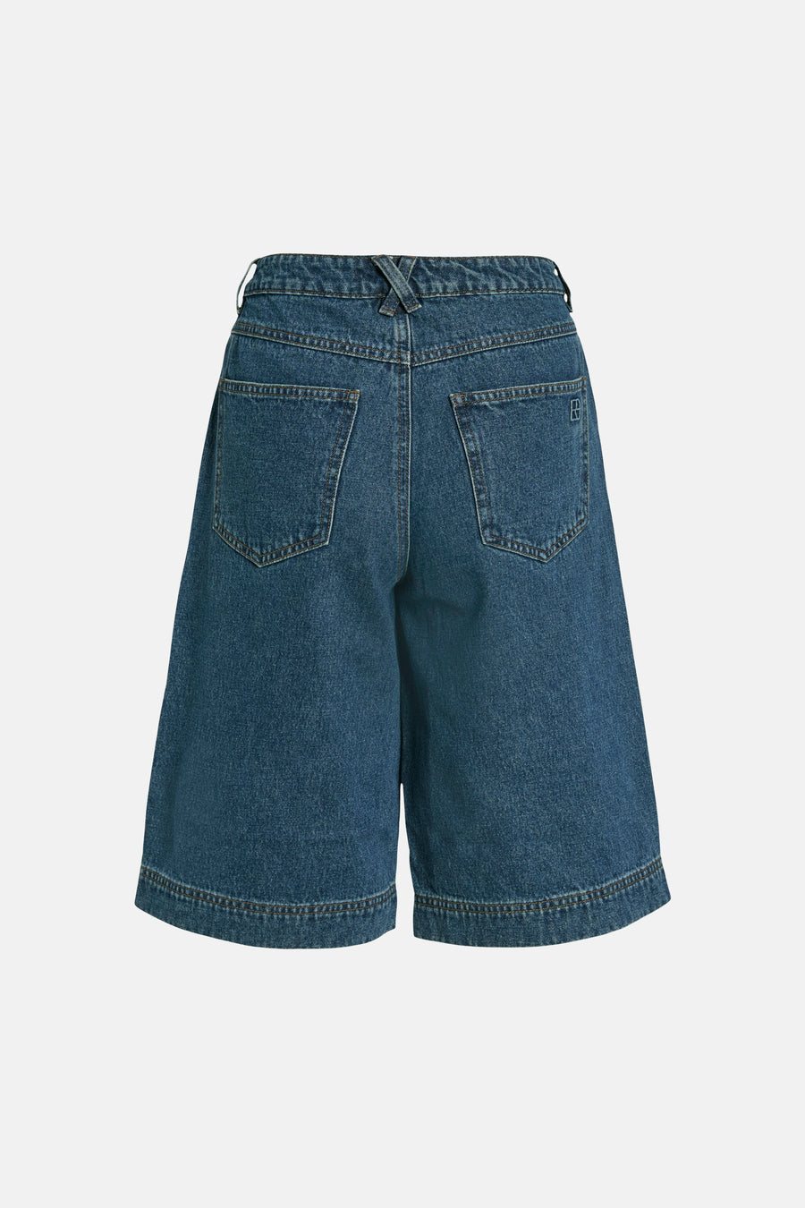 Dames tops korte broek 5pocket mid blue denim - ROUGE EDIT