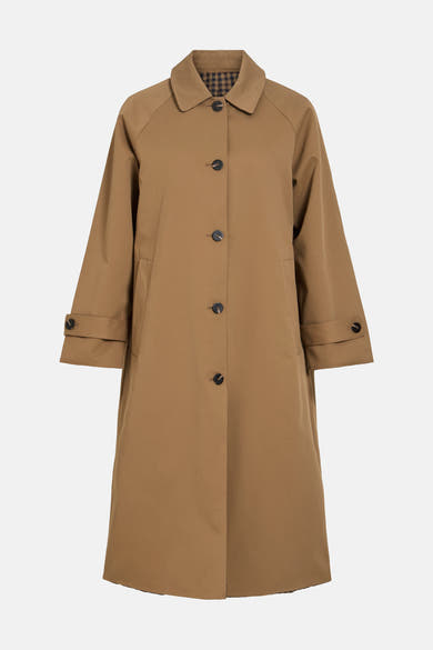 Trench brun VILA® à col classique, fermeture boutonnée et poignets ajustables