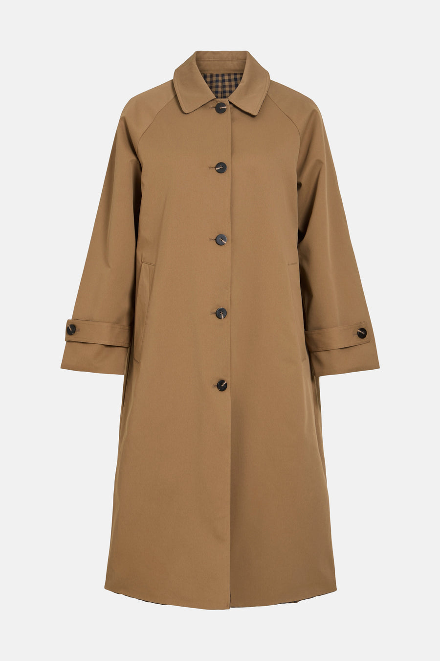 Trench brun VILA® à col classique, fermeture boutonnée et poignets ajustables