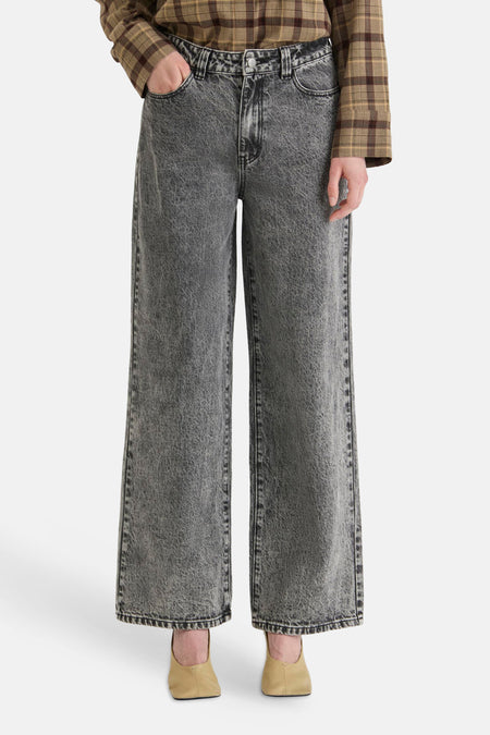 Jean évasé dark grey denim - ROUGE EDIT