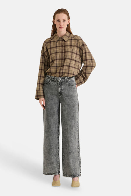 Jean évasé dark grey denim - ROUGE EDIT