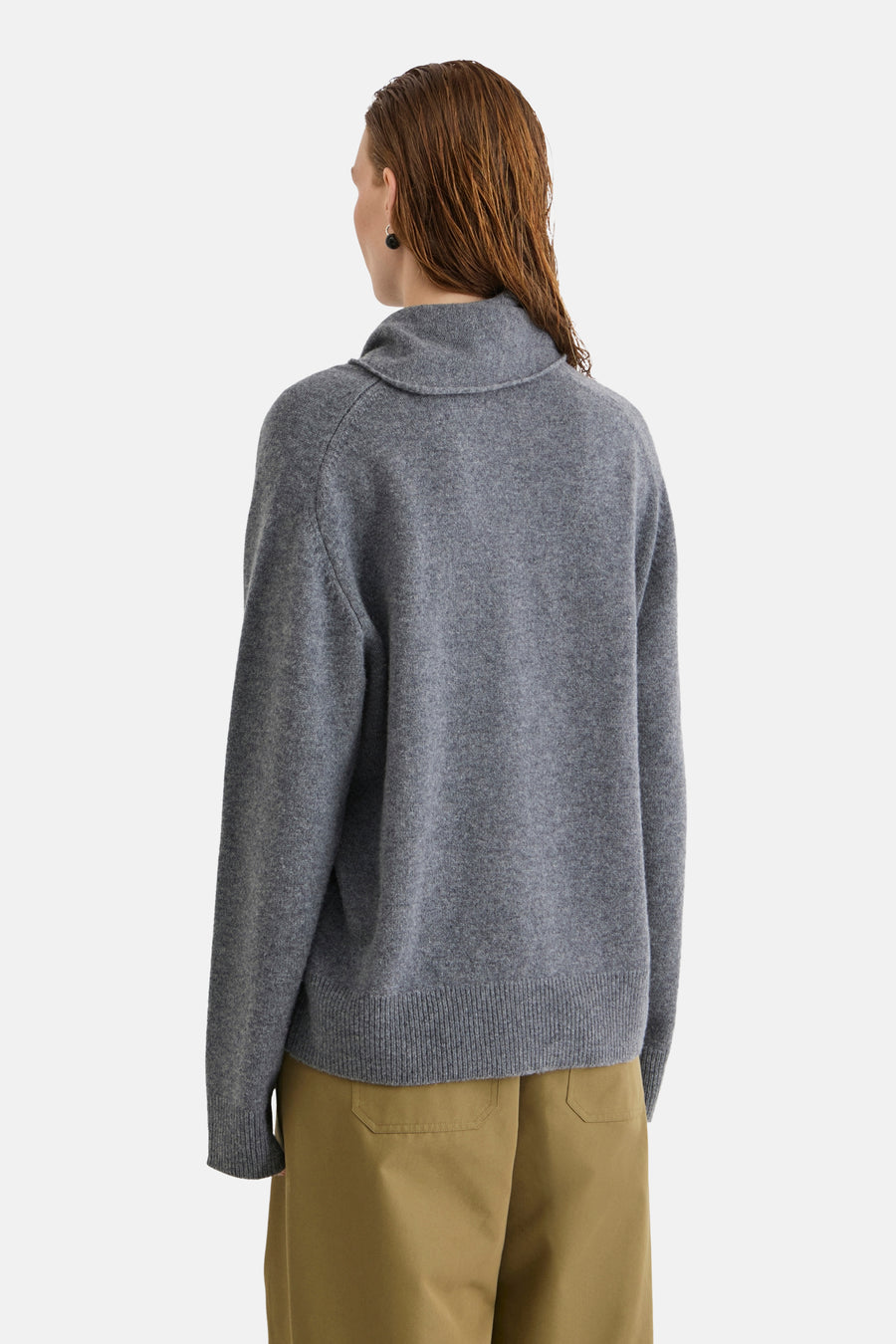 Pull col montant gris - ROUGE EDIT
