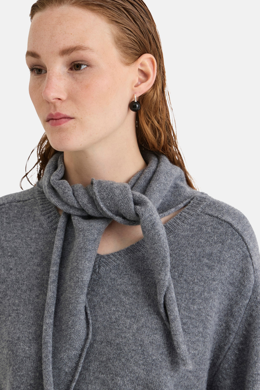 Pull col montant gris - ROUGE EDIT