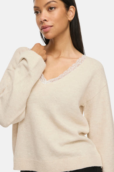 Pull col V beige - VILA®