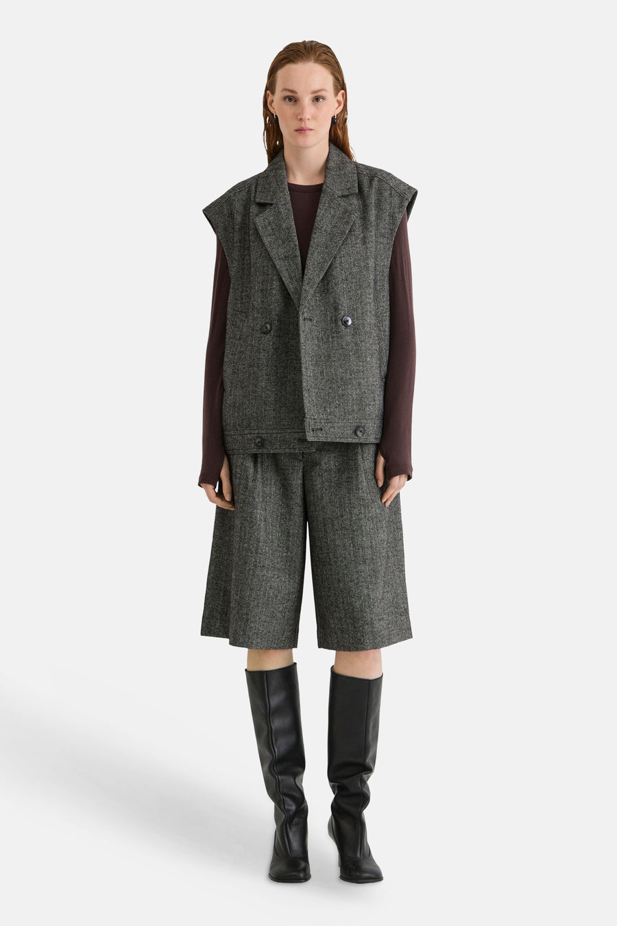 Dames tops korte broek formal gris - ROUGE EDIT